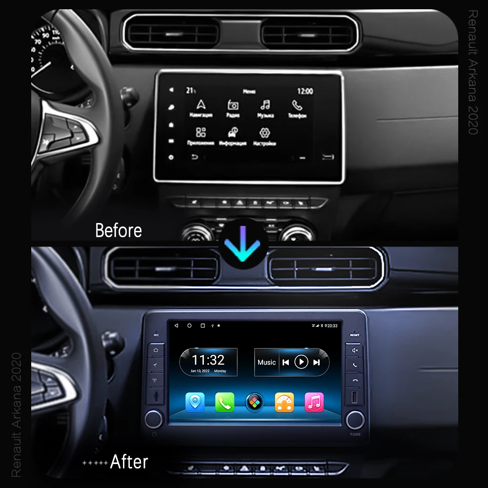 $215.60 Android 10 OCTA CORE DSP For Renault Arkana DUSTER 2020 Car Dvd Player Stereo Radio Gps Navigation  Multimedia Head-unit Video