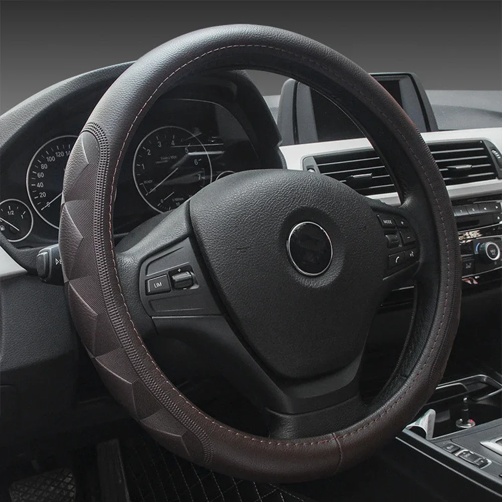 Черный прочный чехол на руль автомобиля из искусственной кожи 38 см мягкий