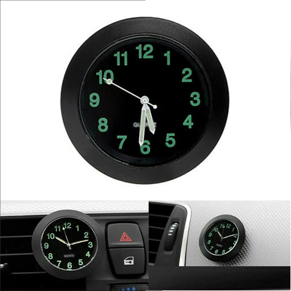 

Chrome Metal Car Clock Clip Decor Inner Interior Parts Quartz Replacement Watch Accessories Auto Black Durable