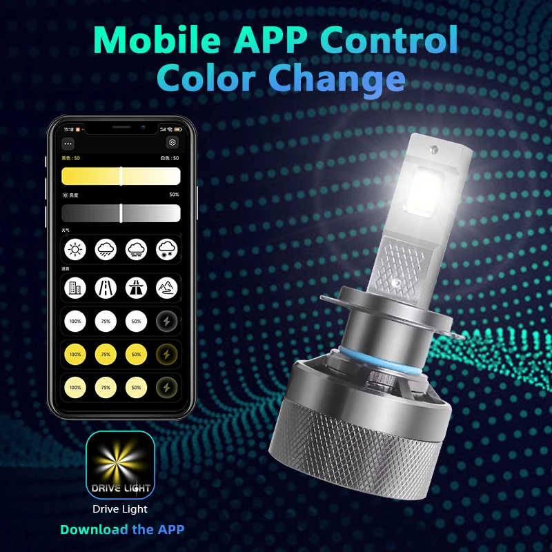 

Светодиодная фара SANVI Multicolor H4 APP Bluetooth Control 3000K~6000K 180W H7 LED H1 H11 HB3 HB4 9012 Автомобильные лампы Автомобильные светодиодные фонари