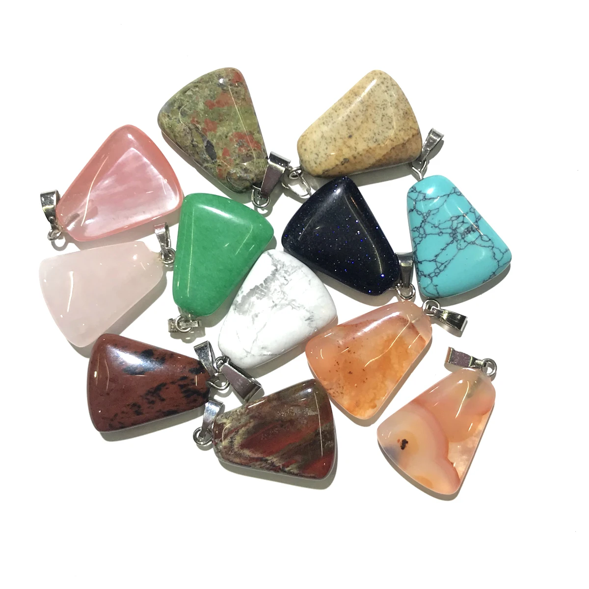 

2 Pcs Natural Stone Pendant Necklace Accessories Trapezoidal Crystal Agates Stone Turquoises Charms For Jewelry Making Bracelet