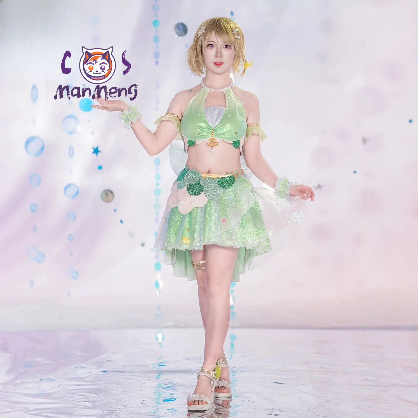 Фото Аниме LoveLive! Костюм русалки Ханайо Коизуми для косплея, женское платье для Хэллоуина и карнавала, летний пляжный купальник-комплект №2