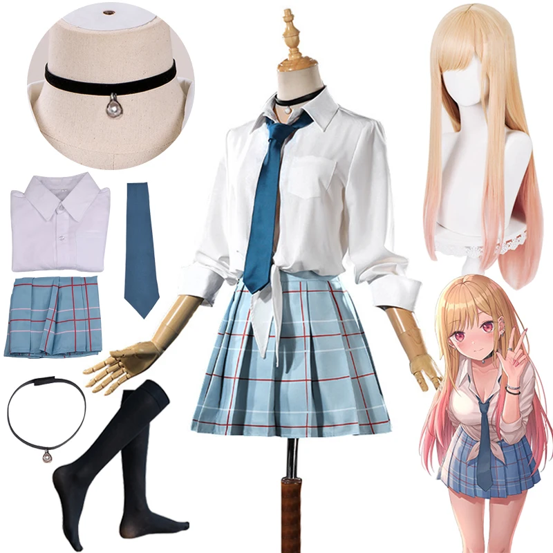 

Marine Kitagawa Cosplay Costume Wig Anime My Dress Up Darling Kitagawa Marine JK School Uniform Skirt Halloween Costumes Women