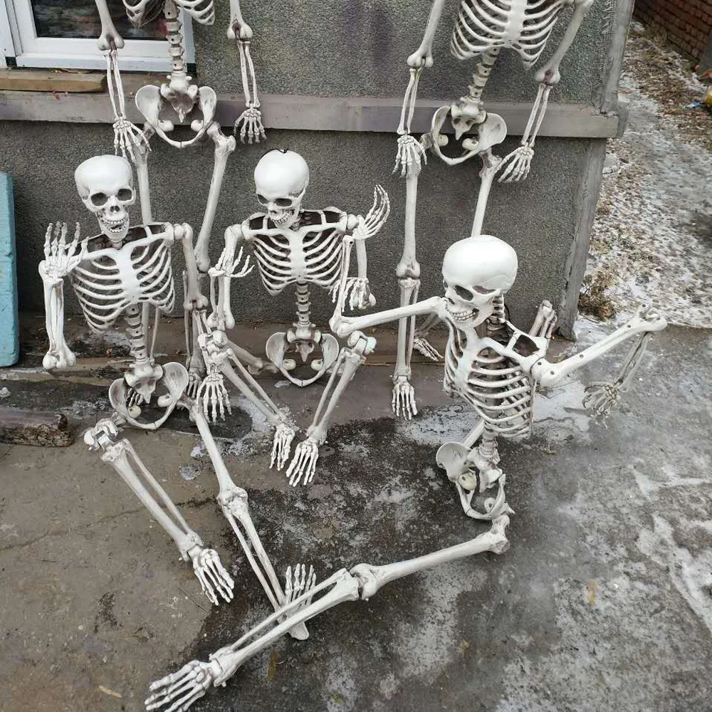 

60/90CM Halloween Skeleton Haunted Hanging Props Ornament Horror Movable Human Skull Bones Home Bar Halloween Party Decoration