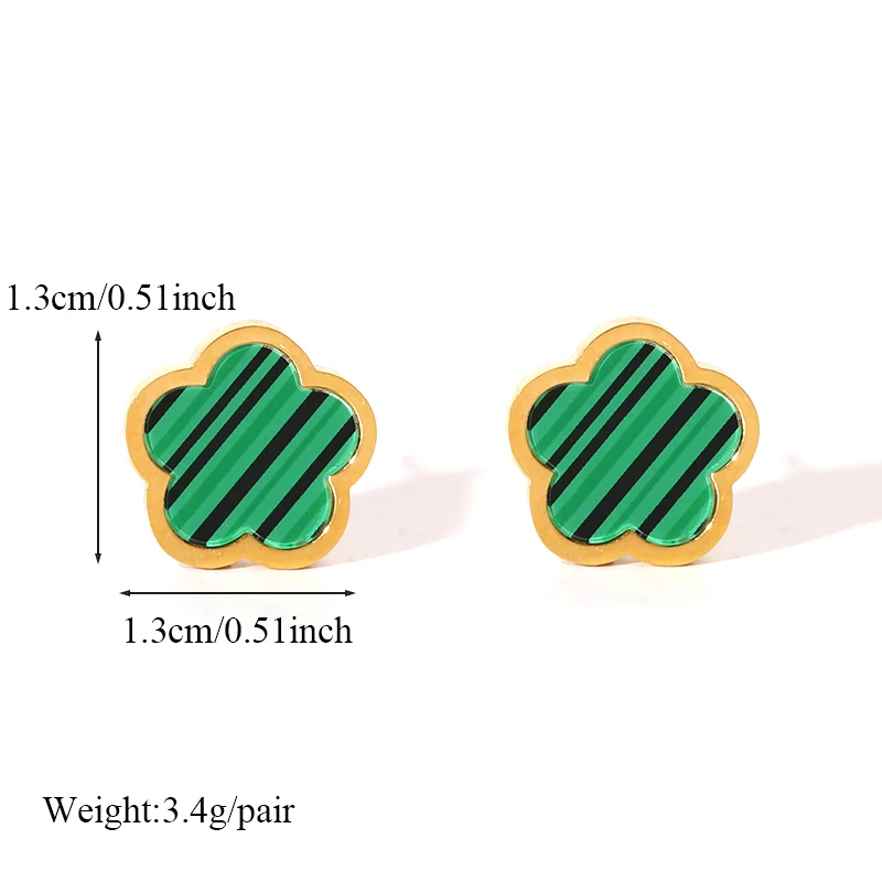 Серьги-гвоздики GANEMLY из нержавеющей стали 316L с зеленым цветком сливы пятилистным