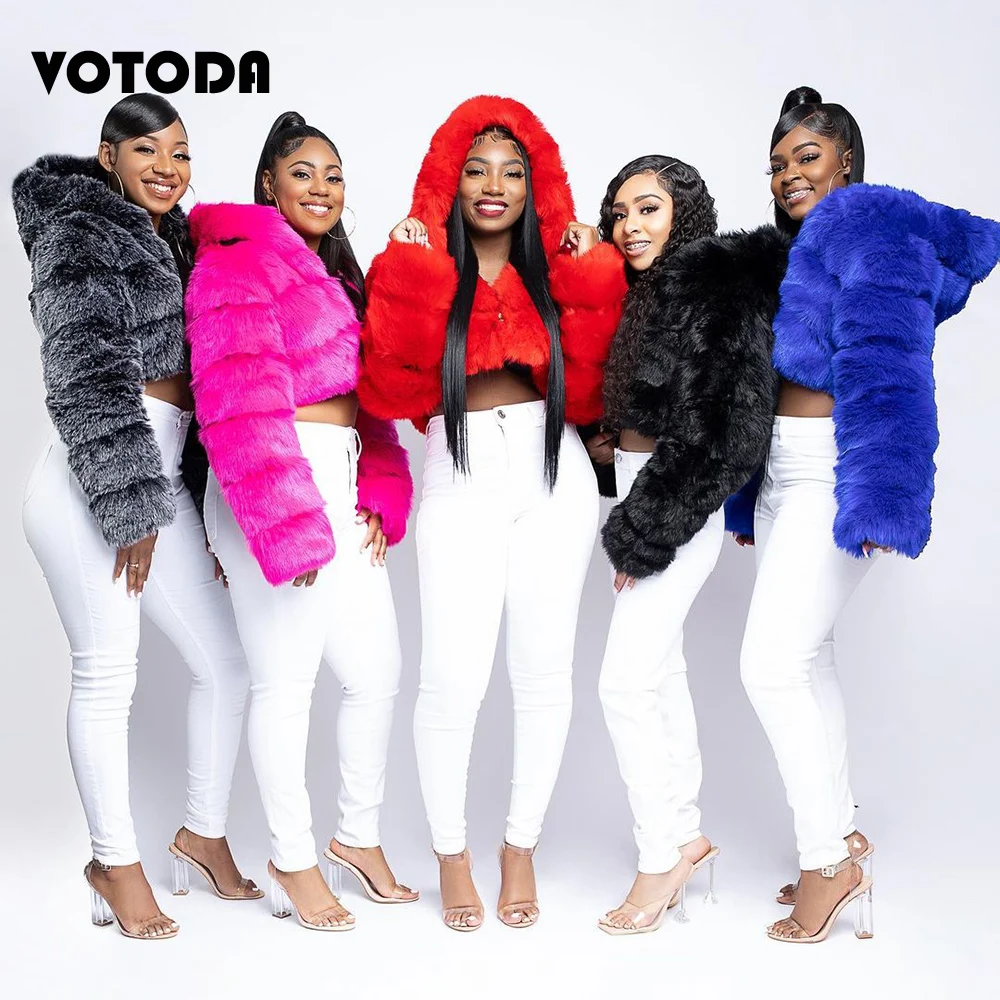 Winter Luxury Fur Coat Women Fluffy Faux Fur Coat Sexy Furry Warm Hooded Outerwear Ladies High Quality Fashion Fur Jacket Mujer