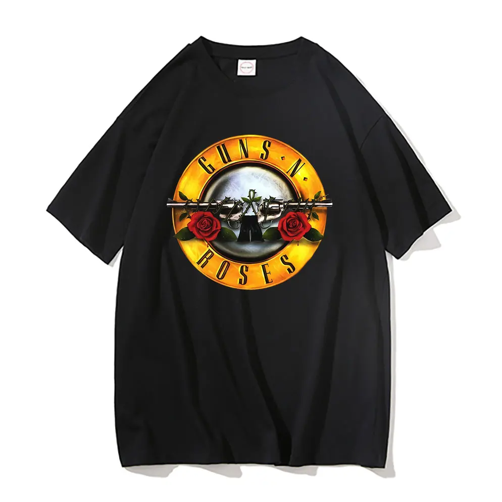 

Classic Vintage O-collar Guns N Roses Bullet Rock Band Music Black Tshirt Men Women Casual Oversized T-shirt Man Cotton T Shirts