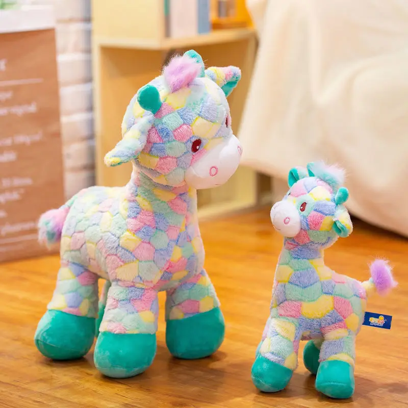 

30cm Cute Lovely Baby Toys Rainbow Giraffe Plush Toys Dolls for Kids Brinquedos Kawaii Sika Deer Gift for Baby Christmas Gifts