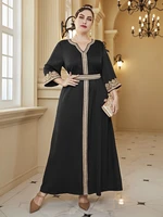 toleen women plus size large maxi dresses 2022 summer luxury chic elegant long sleeve muslim turkish party evening robe clothing