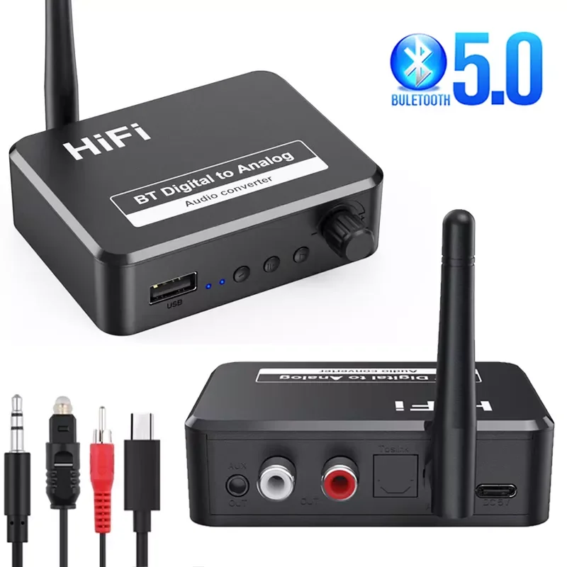 

Digital to Analog Audio DAC Converter Spdif Optical Fiber to 3.5MM AUX RCA Amplifier Car kit Speaker U Disk Bluetooth Receiver