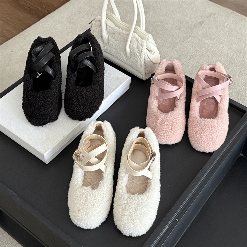 Eilyken/модные женские туфли-лодочки с меховым круглым носком элегантное платье