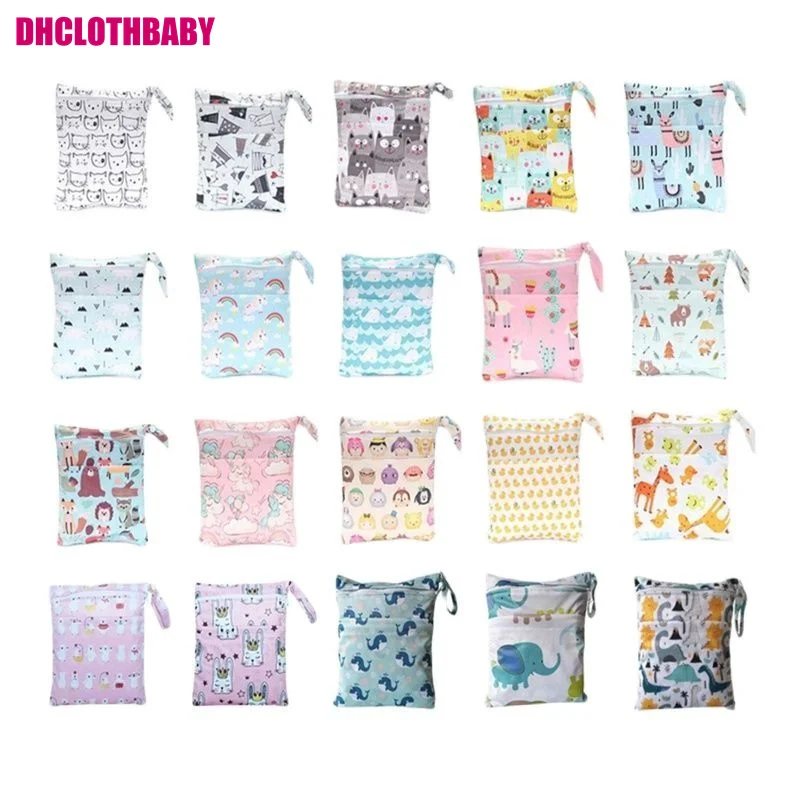 Сумка для детских подгузников, влажная сухая сумка на молнии для водонепроницаемых подгузников, многоразовая ручная сумка для хранения 20 см x 25 см, сумка для детских подгузников