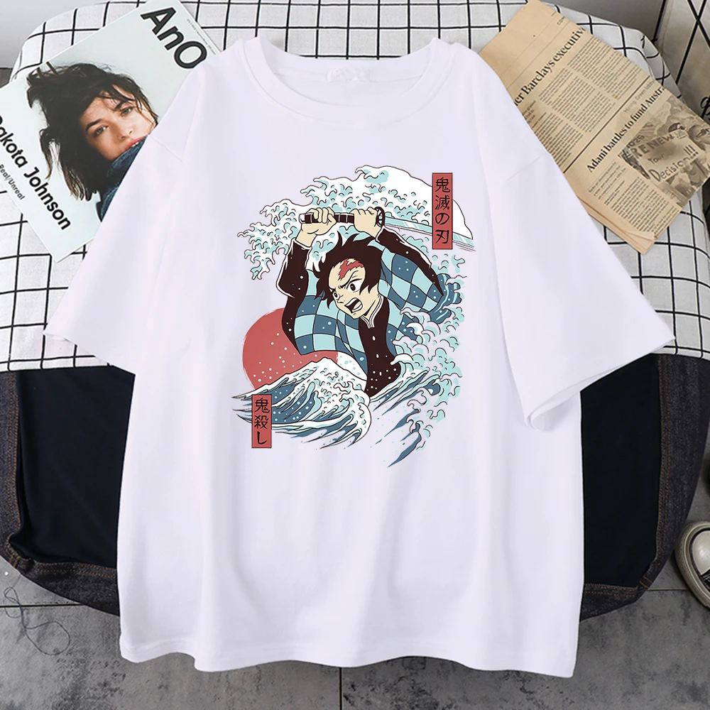 

Мужская футболка с рисунком демонов, рассекающих Ukiyo E, креативная Удобная футболка, спортивные облегающие футболки, уличные мужские футбол...