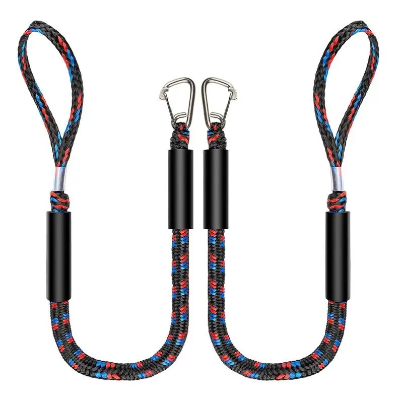 

4ft Boat Bungee Dock Lines With Stainless Steel Clip Marine Mooring Rope For Kayak Anchor Rope Cord Dockline Boats 2PCS