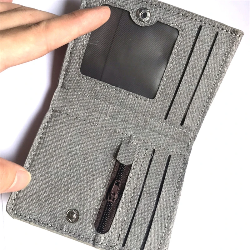 Вертикальные мужские кошельки парусиновые короткие зажимы для денег двойные