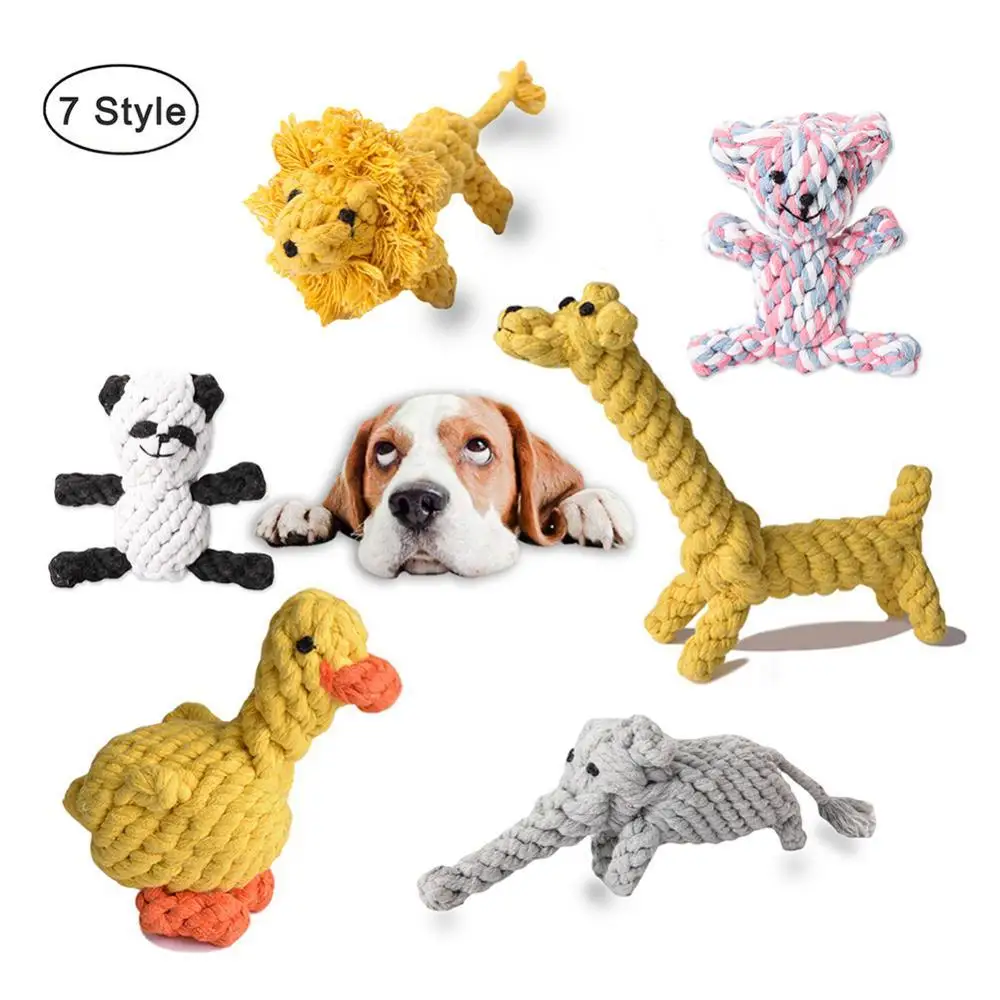 

Braided Rope Dog Slipper Bear Duck Pet Dog Teeth Cleaning Chew Teething Toy