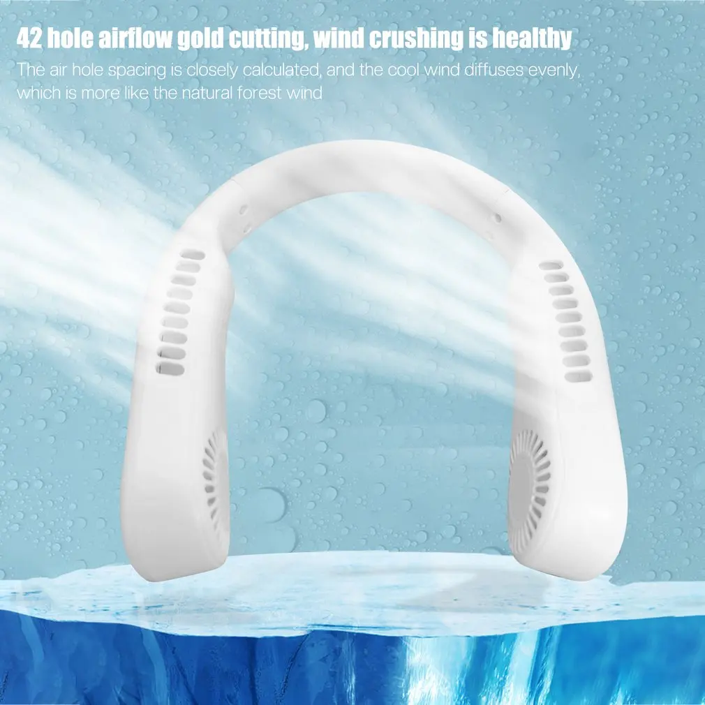 

Hot Fan Portable Bladeless Mini Neck Fan Air Conditioner Cooling Wearable Neckband Fans USB Rechargeable Leafless Hanging Fans
