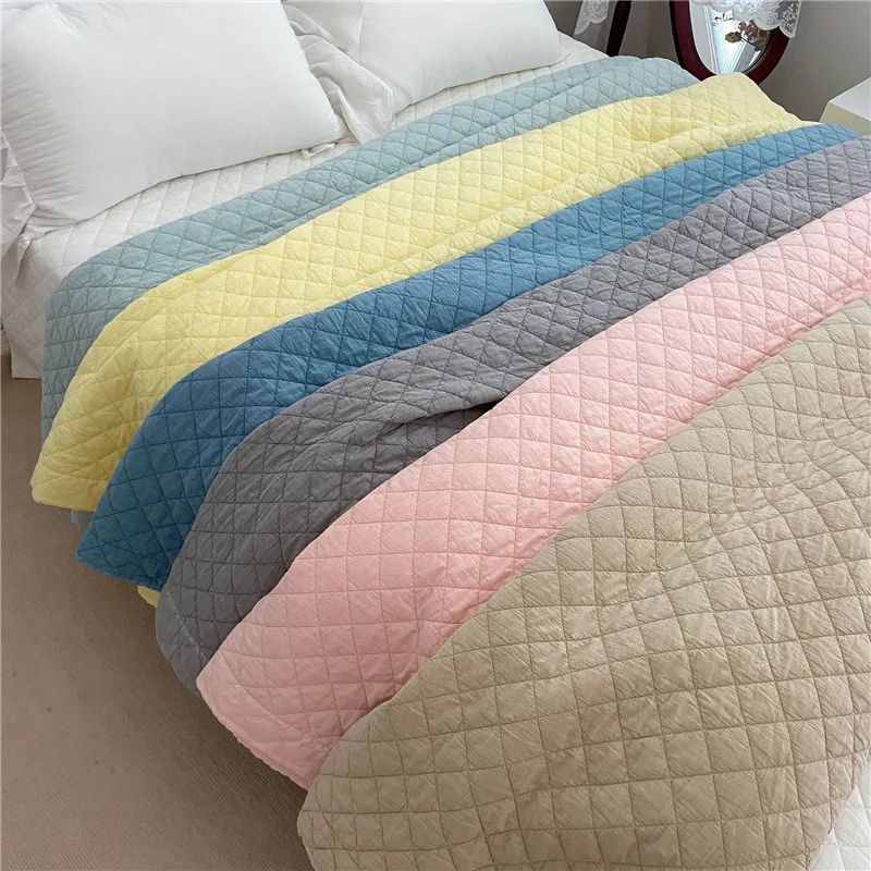 

Home Bedding 80S Cotton Quilted Bedspread on The Bed Summer Duvet Quilt Blanket Korean Style Coverlet Cubrecam Bed Cover Colcha