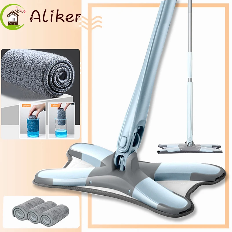 

Hand Free Mop Washing Flat Floor Easy Wringing Microfiber Replacement Pad For Home Kitchen Hardwood Laminate Wet And Dry Mop Pad