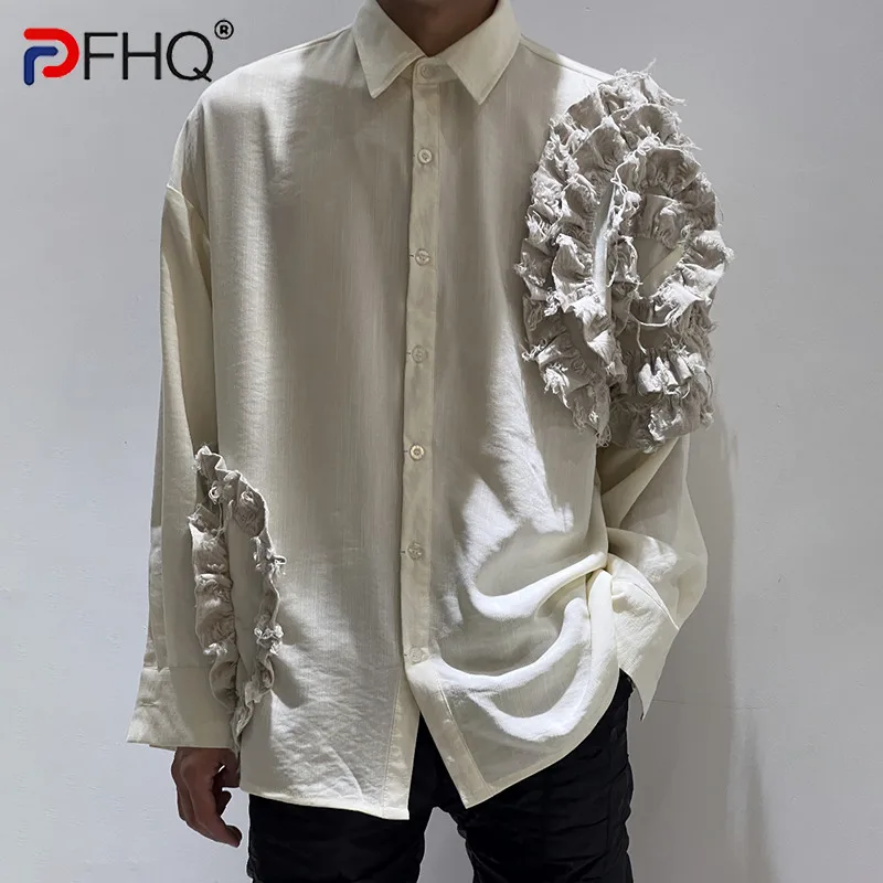 

Рубашка мужская с длинным рукавом и цветами, 21Z2113