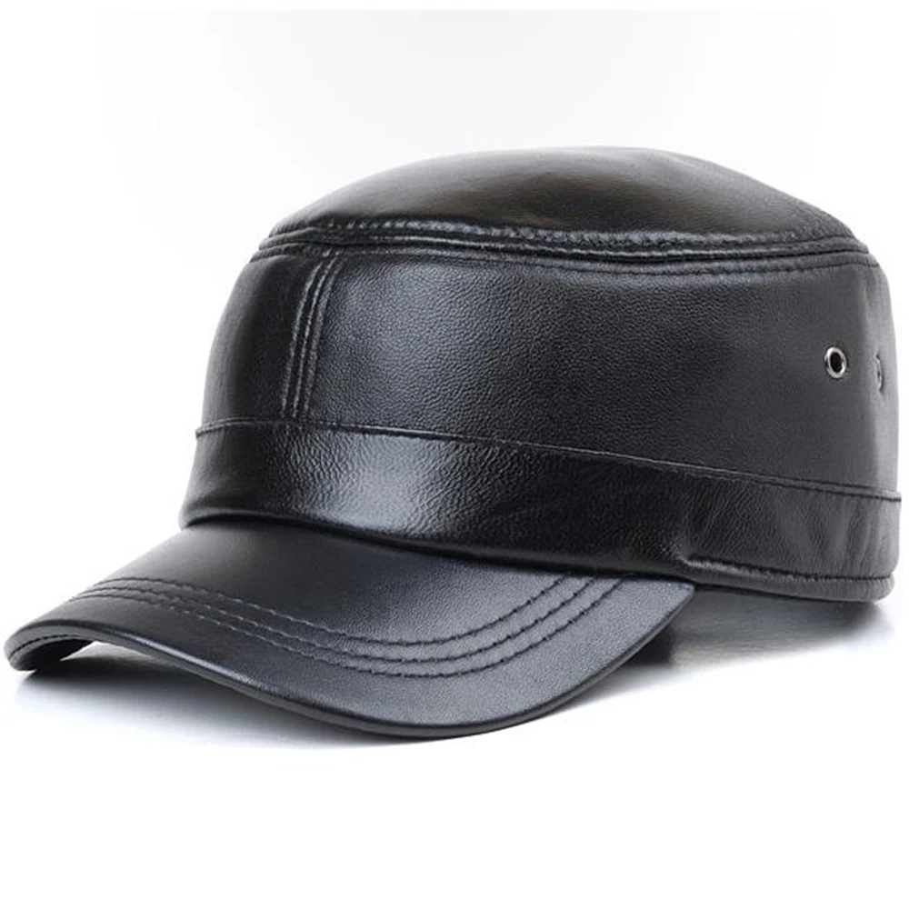 

Man Autumn 100% Genuine Leather Baseball Cap Male Spring Hot Sale 100% Sheepskin Hats Men Spring Adjustable