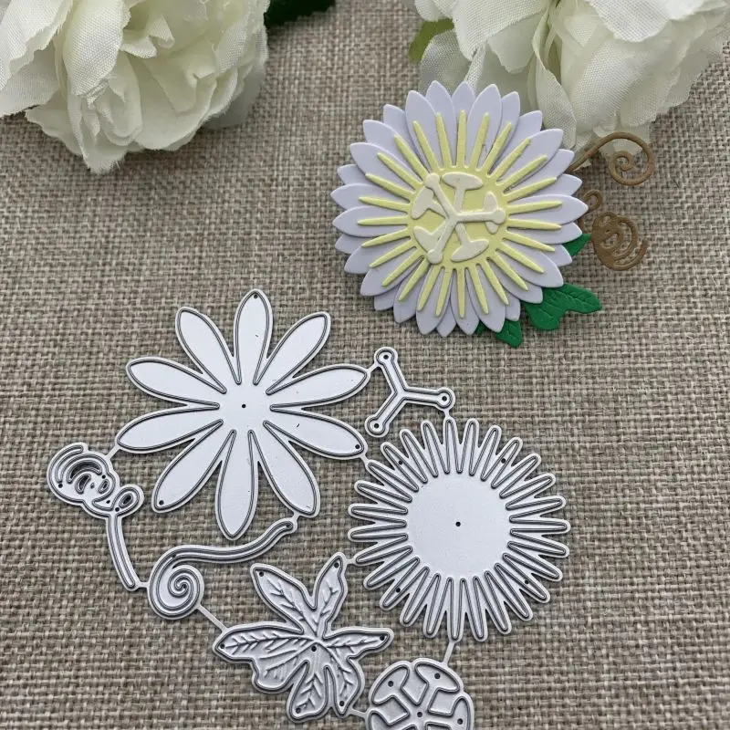 

Новые металлические Вырубные штампы в виде цветов и листьев для скрапбукинга, декоративное тиснение, ручная работа, высекальные шаблоны, фо...