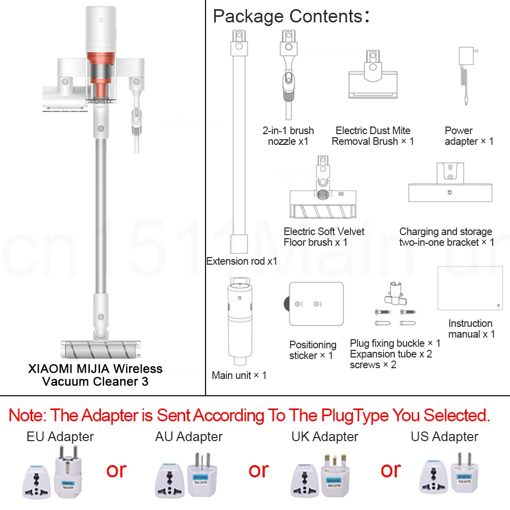 

Вертикальный/ручной пылесос Xiaomi Mijia 3, <500 Вт, беспроводной, сухая уборка, пылесборник