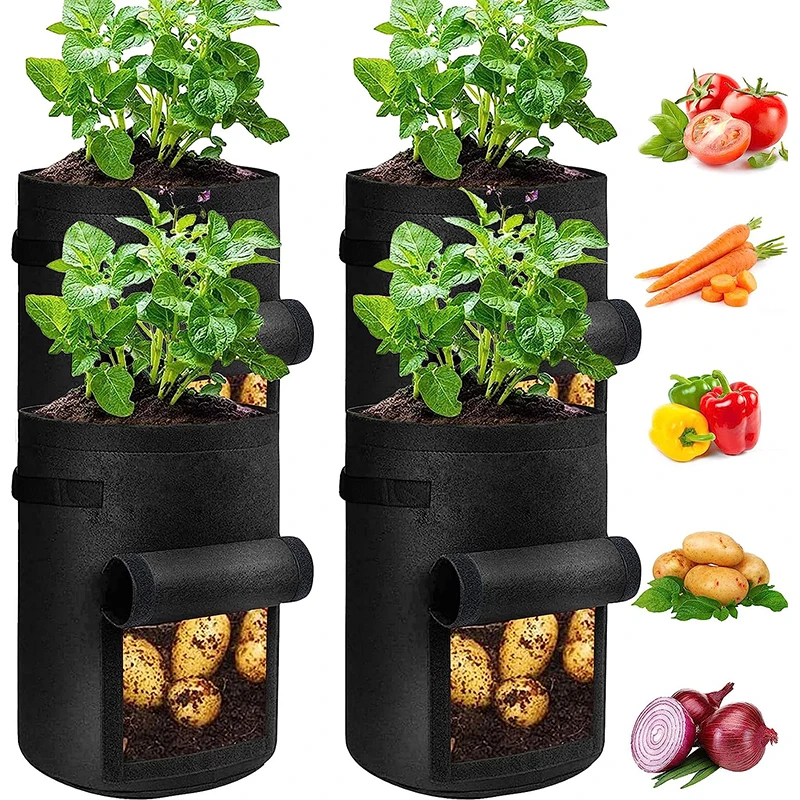 

1PCS Potato Grow Bag PE Vegetable Grow Bags with Handle Thickened Growing Bag Vegetable Onion Plant Bag Outdoor Garden Pots