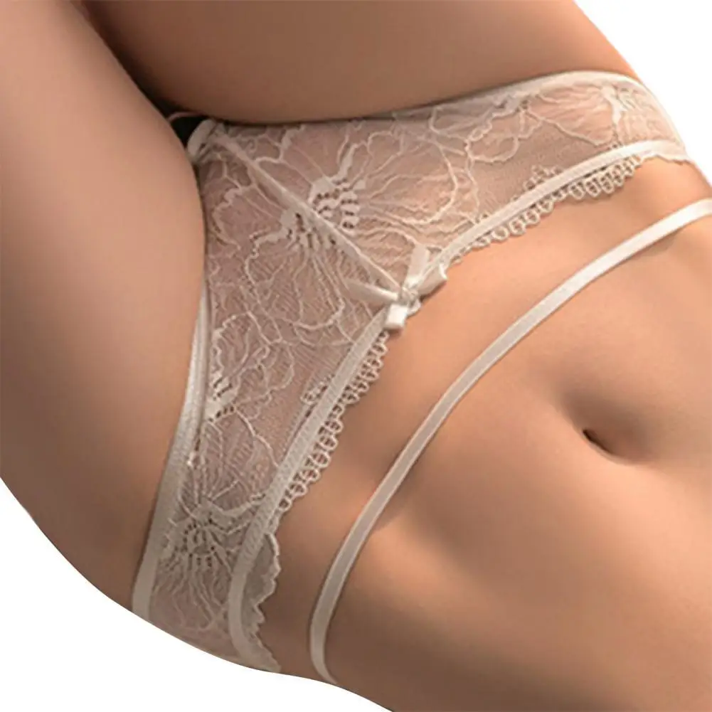 

Soft Trendy Bowknot Decor T-back Low-rise T-back Stretchy for Honeymoon