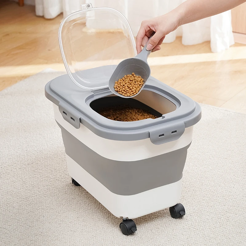 

Cat Airtight Pet Pet With Dog Food Storage Container Storage Rolling Bin Bin Wheel Food Container For Dispenser Bird Collapsible