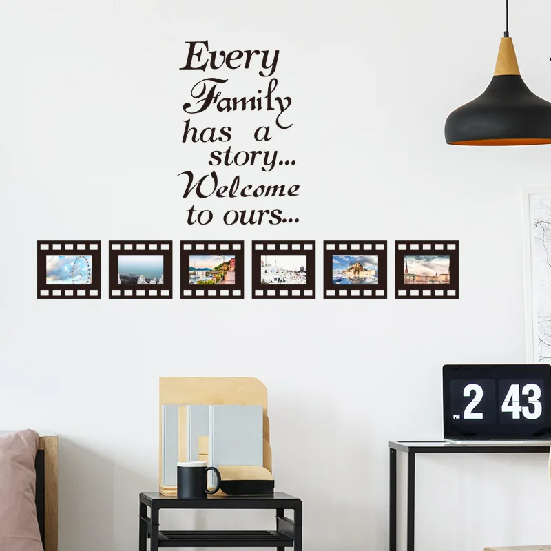 

English Proverbs Family Photo Frame Combination Decorative Wall Stickers Home Photo Wall Self Adhesive Paper