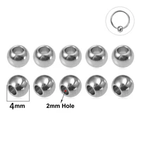 10pcs 4mm stainless steel beads for piercing jewelry making hole 2mm loose spacer charm beads silver color ball diy accessories