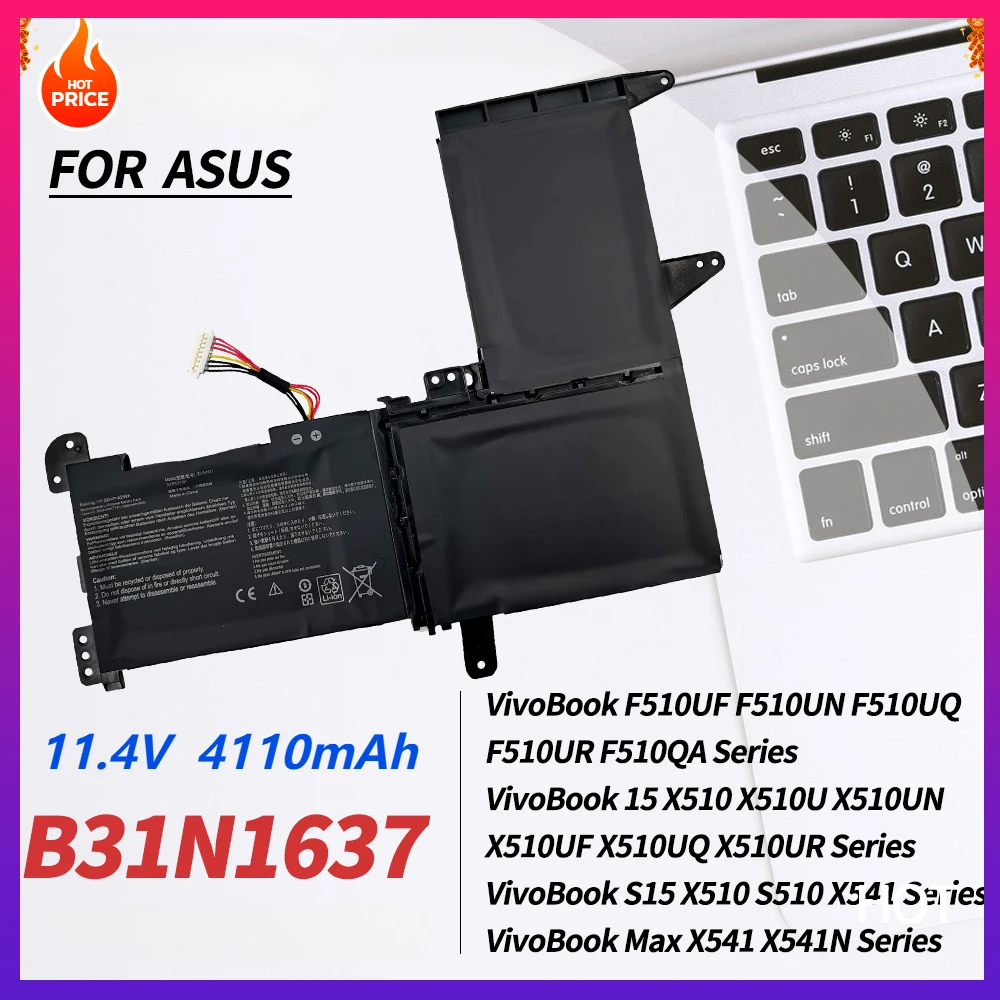 B31N1637 C31N1637 Замена аккумулятора для ноутбука ASUS VivoBook X510 X510U X510UQ X510UAR S510UN S510UR S510U S510UA