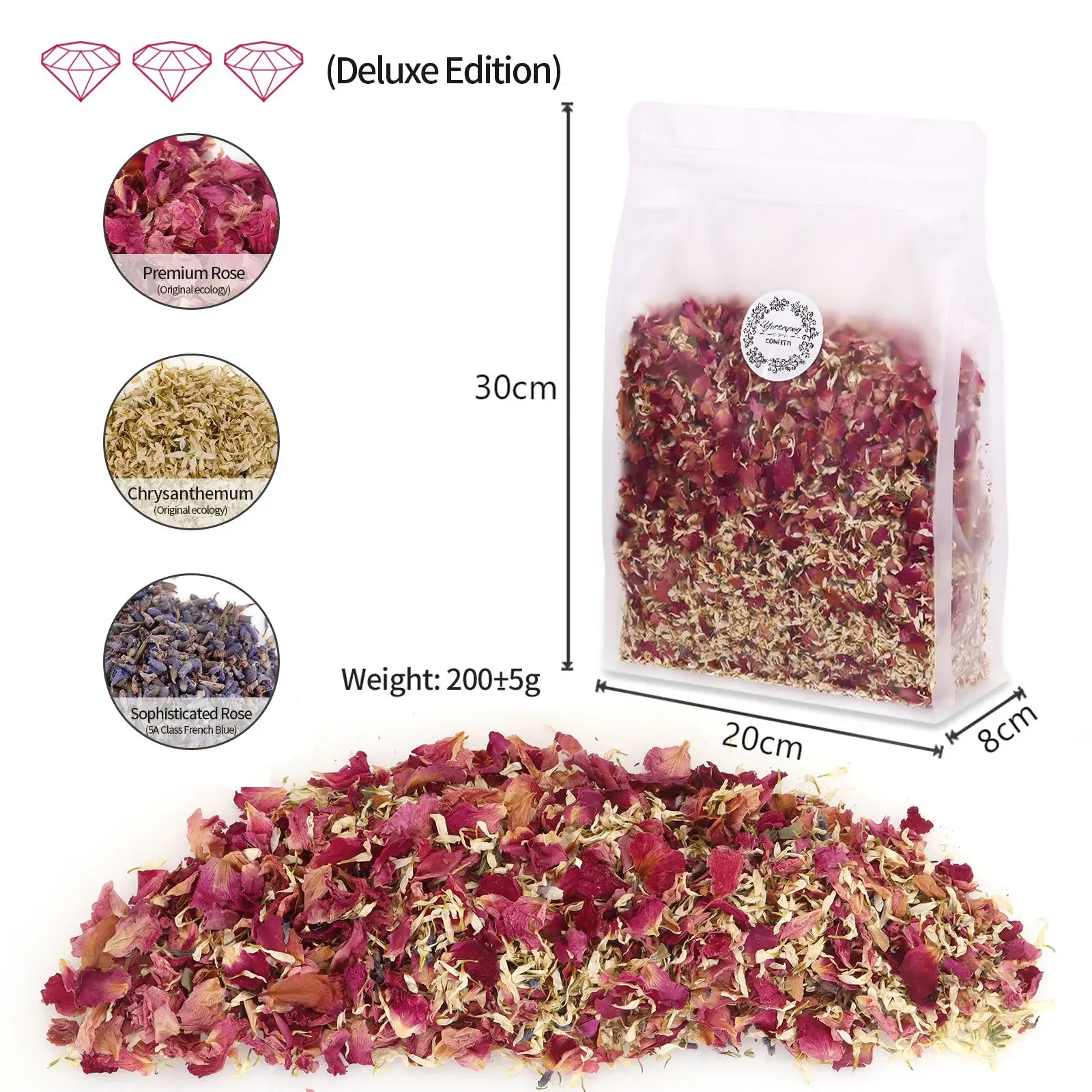 

100/200g Natural Dried Flower Rose Petals Pop Wedding Confetti Birthday Party DIY Decoration Biodegradable Handmade Party