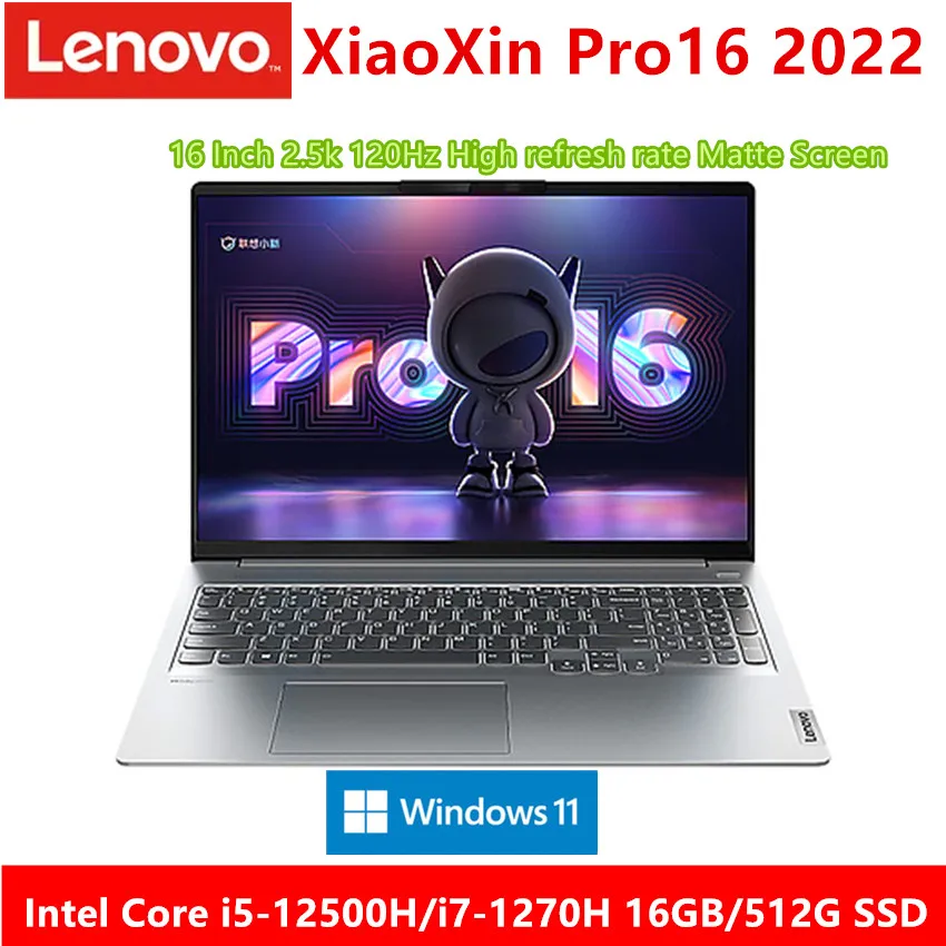 New Lenovo Xiaoxin Pro 16 2022 With 12th Intel i5-12500H i7-12700H 16 Inch 2.5K 120Hz High refresh rate MATTE Screen  Win11 Pro