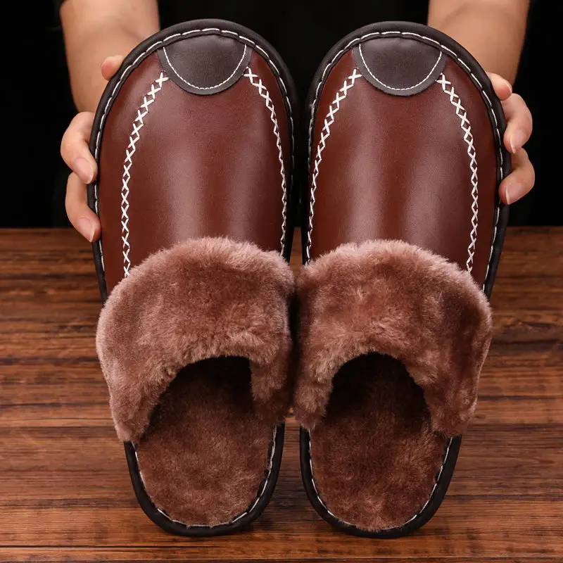 Men Cotton Shoes Home Slippers Soft Bottom Footwear Non-slip Indoor Warm Plush Winter Women Slippers