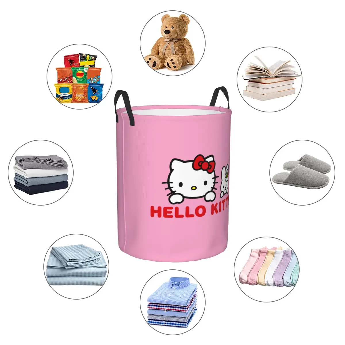 Изготовленная на заказ корзина для белья с рисунком Hello Kitty аниме Cat складная