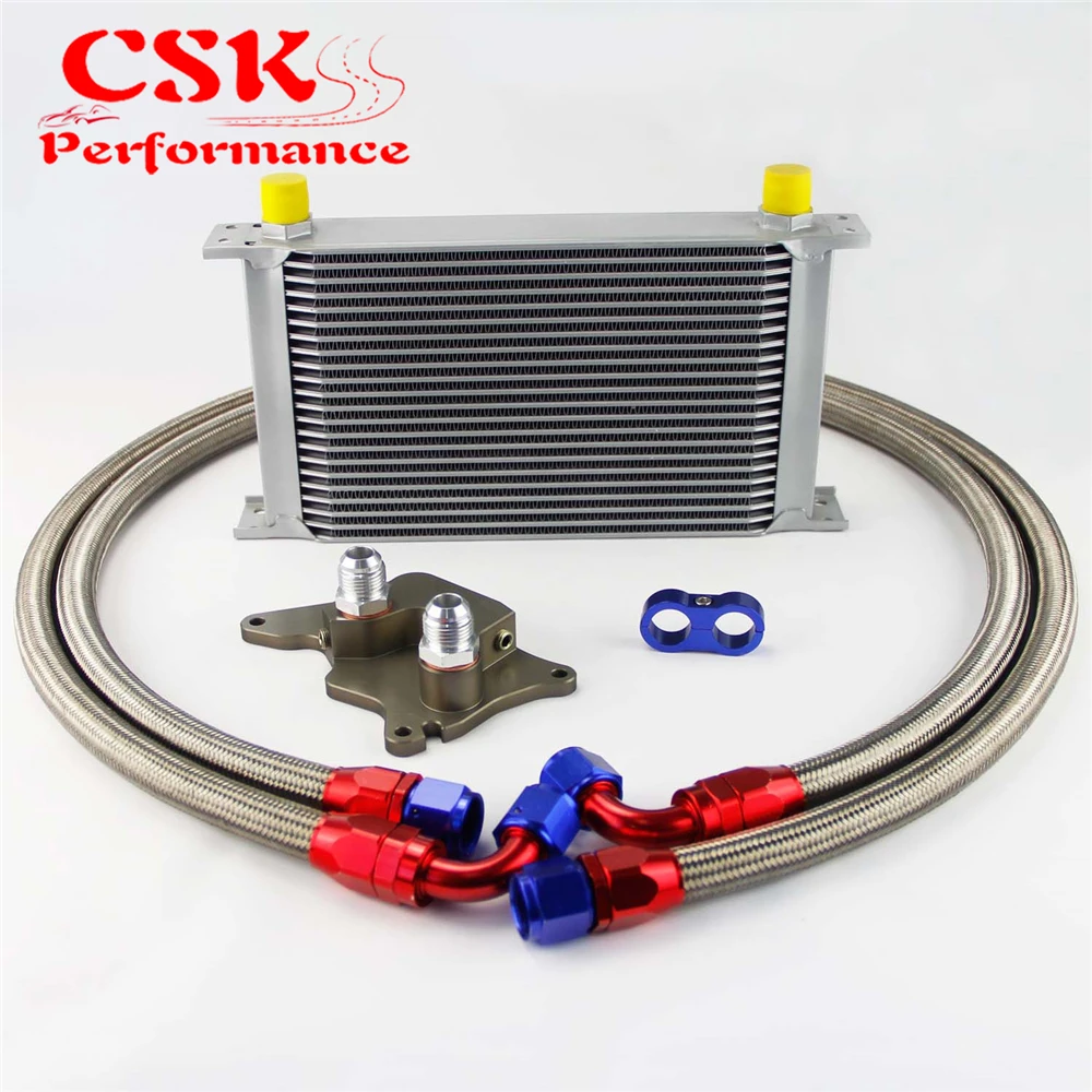 

22 Row 248mm AN10 British Oil Cooler Kit Fits For BMW Mini Cooper R56 Supercharger Black/Silver