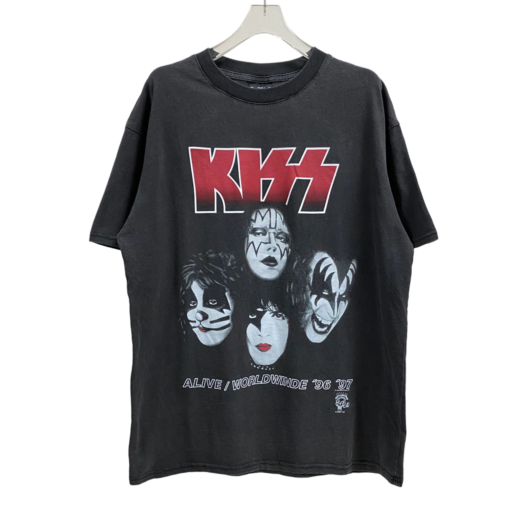 

Kiss band Vintage Vintage Vintage high street T-shirt rose park Choi Ying with short sleeves