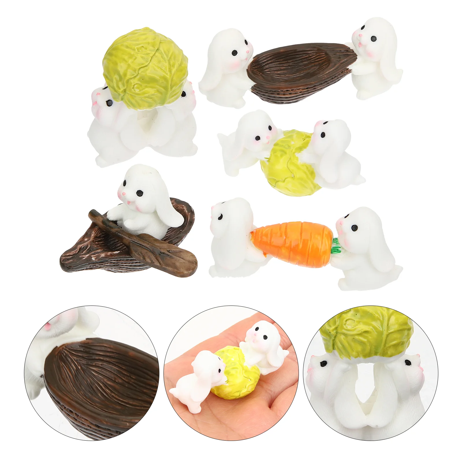 

Фигурки кроликов, мини-торт, Набор пасхальных топперов, питомцы, пропеллеры, миниатюрные кролики, кролики, Статуэтка из смолы