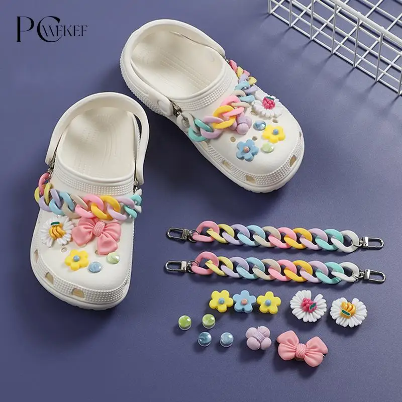 

Solid Clower Butterfly Shoes Charms 1 Set Fruit Flower Chains Cute Shoe Chains Charms Designer Diy Summer Accessories