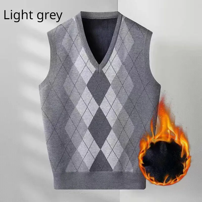 Новая мода мужской вязаный жилет в клетку с бриллиантами пуловер v-образным