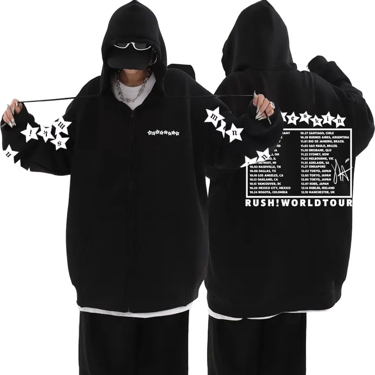 

Hot Sale Limited Edition Italian Rock Band Maneskin Rush World Tour Graphic Zipper Hoodie Unisex Vintage Oversized Zip Up Jacket