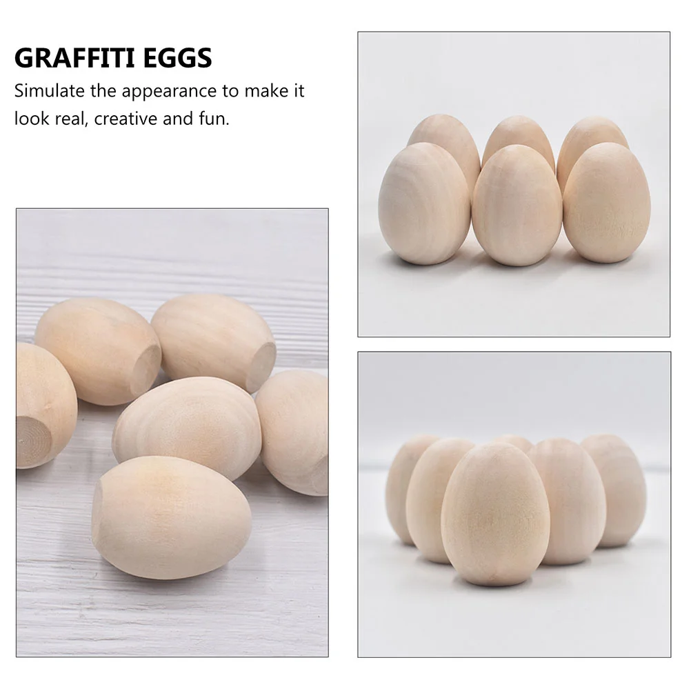 10 Pcs Practical Portable Light DIY Painting Graffiti Wooden Eggs for Kids Girls | Wood Crafts