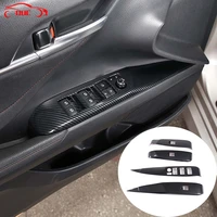 carbon fiber style for toyota camry 8th 2018 2021 car window glass lifting switch buttons frame decoration cover trim accessorie