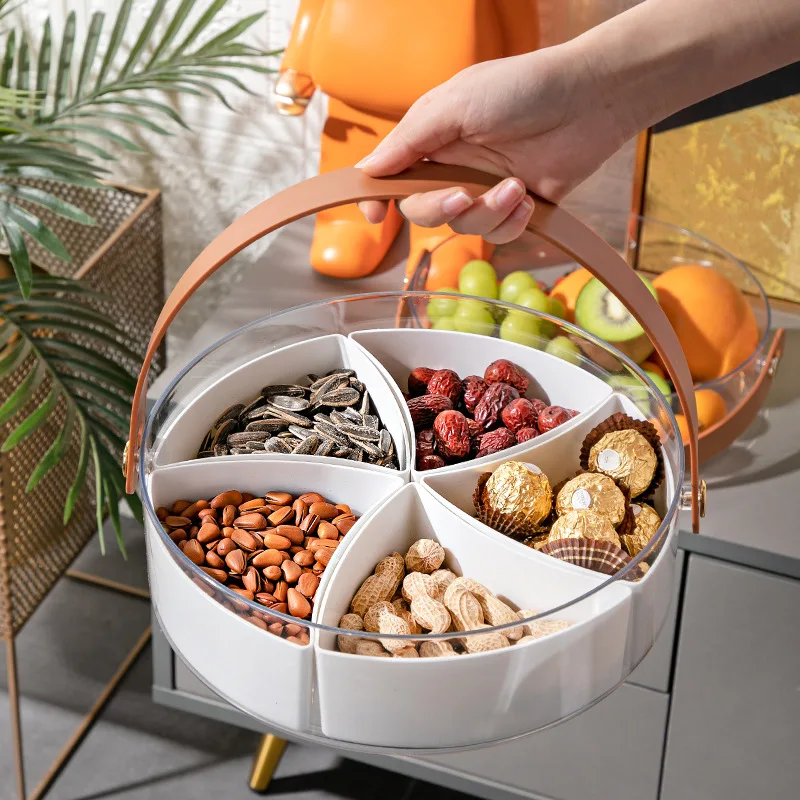 

Round Multi-lattice Snack Organizer Melon Seeds Snack Fruit Plate Party Candy Pastry Nuts Chocolate Tray Fruit Candy Storage Box