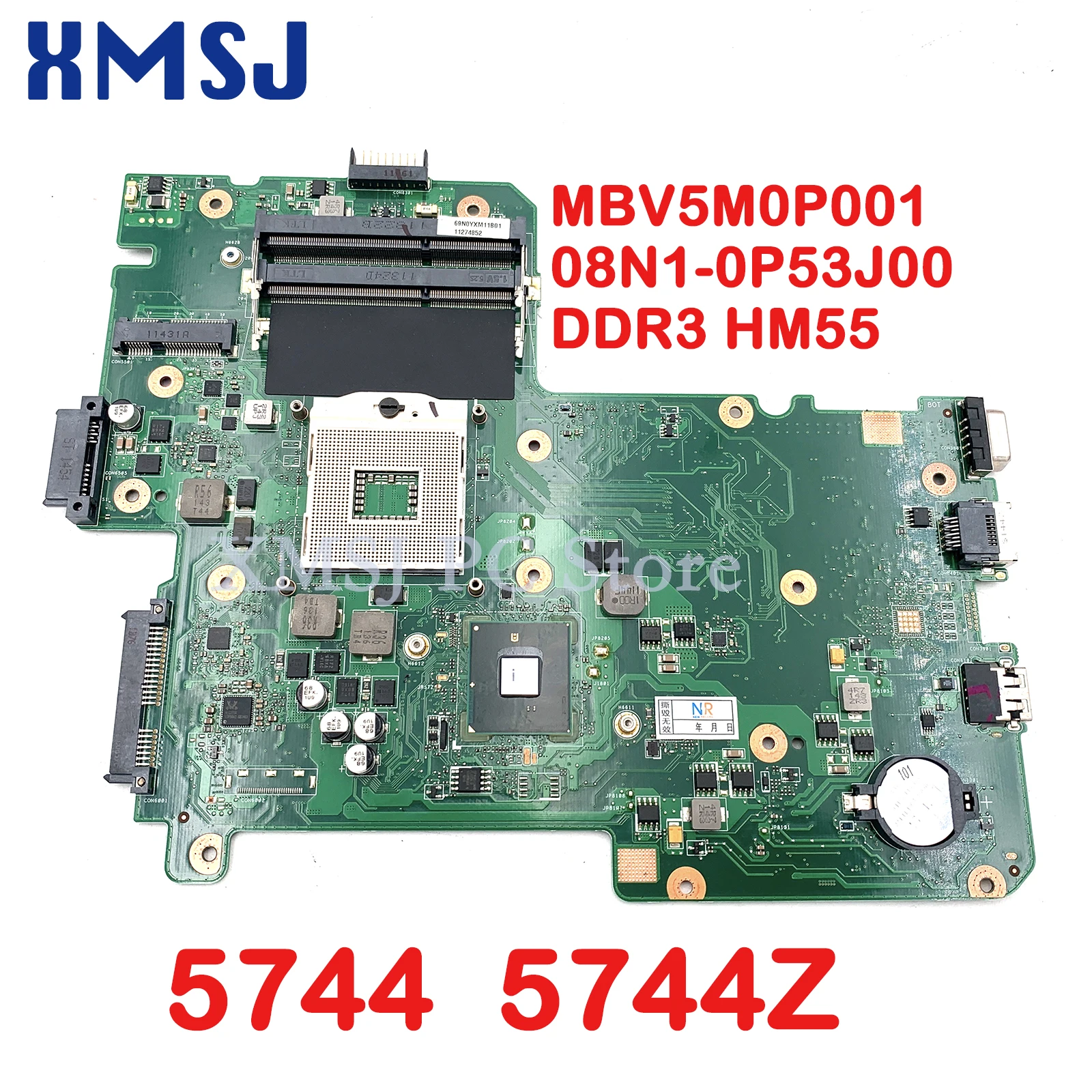 XMSJ MBV5M0P001 Laptop Motherboard For Acer TravelMate 5744 5744Z 08N1-0P53J00 BIC50 15.6