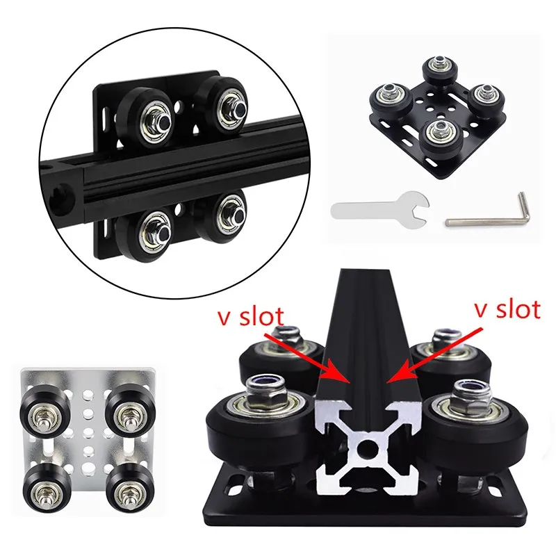 1set 3d Printer Parts Openbuilds V Gantry Plat Set Special Slide Plate Pulley For 2020 /2040 V-slot Aluminum Profiles Wheels |