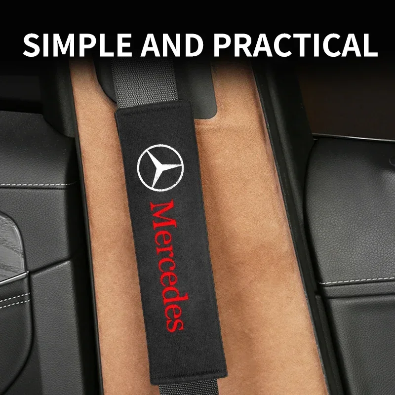 2Pcs Seat Belt Cover Car Styling Cotton Safety Shoulder Protector for Mercedes Benz AMG GLE GLS CLS GLC CLA GLA Auto Accessories