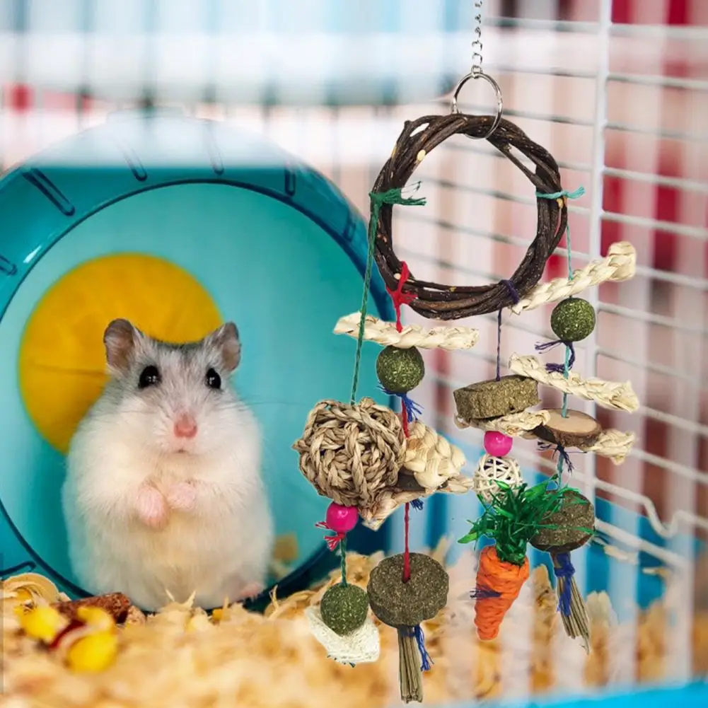 

Игрушка для жевания в виде хомяка, соломенный пирог, кукурузная корка, люфы, зубы, шлифовка, натуральная деревянная подвесная игрушка, мален...